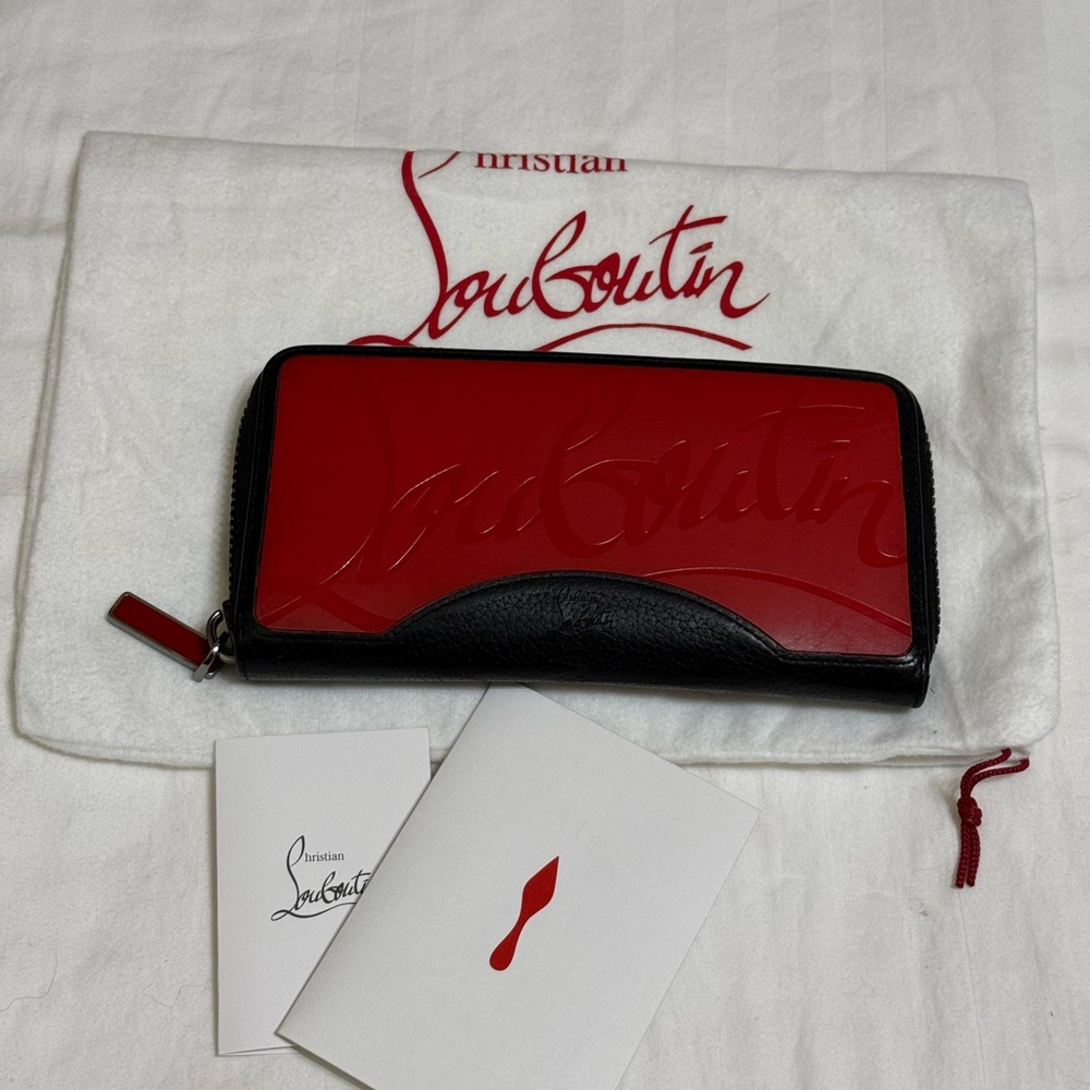 Sale - Christian Louboutin Red and Black Zip Wallet
